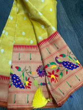 Tissue Paithani Yellow Saree - Festive Diwali Party Wear - Saree - Aakritee - S10683